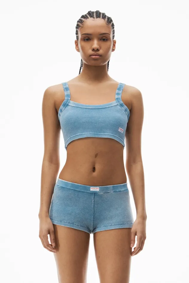 Alexander Wang Bodywear Cropped Camisole In WaffleKnit Cotton Stretch