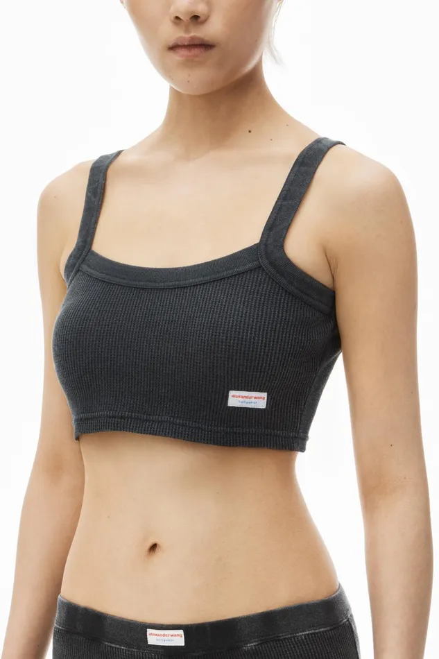 Alexander Wang Bodywear Cropped Camisole In WaffleKnit Cotton Stretch