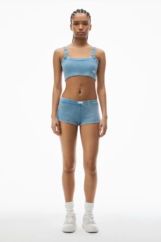 Alexander Wang Bodywear Cropped Camisole In WaffleKnit Cotton Stretch