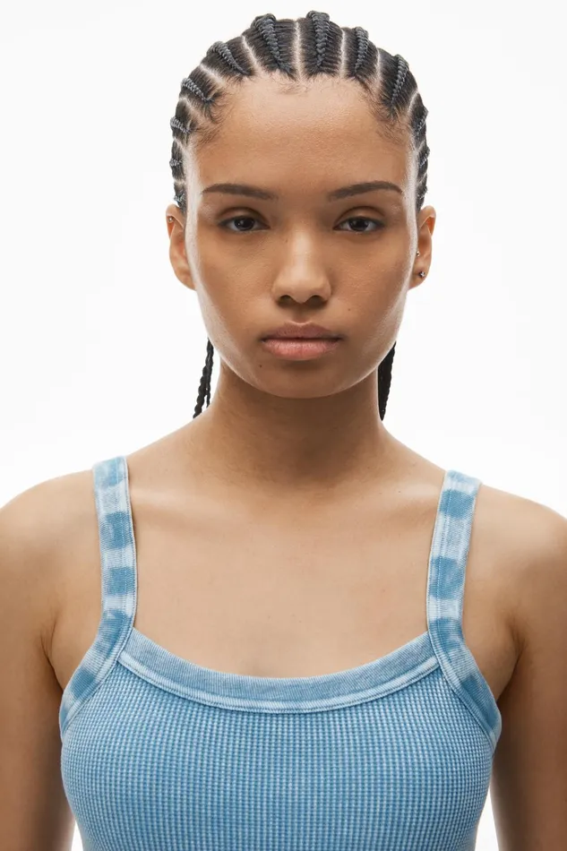 Alexander Wang Bodywear Cropped Camisole In WaffleKnit Cotton Stretch