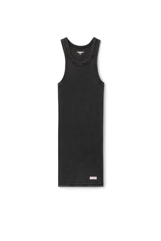 Alexander Wang Bodywear Racer Tank Loungewear Dress In Ribbed Cotton