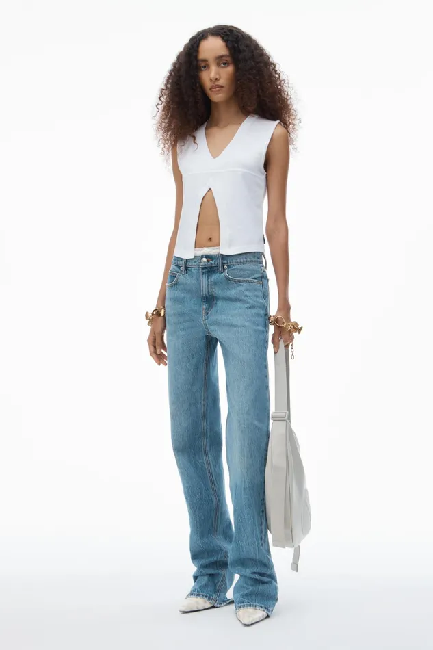 Alexander Wang Denim PreStyled Denim Jeans With Pointelle Waistband 8211 Women