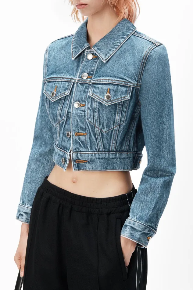 Alexander Wang Denim Shrunken Trucker Jacket In Denim 8211 Women