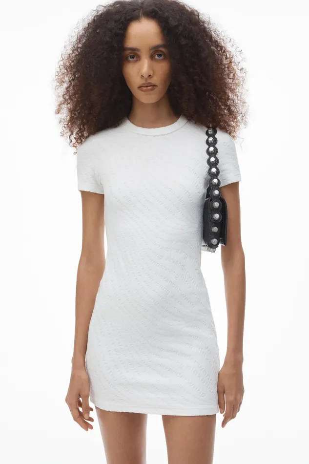 Alexander Wang Dresses Logo Jacquard Stretch Short Sleeve Mini Dress 8211 Women