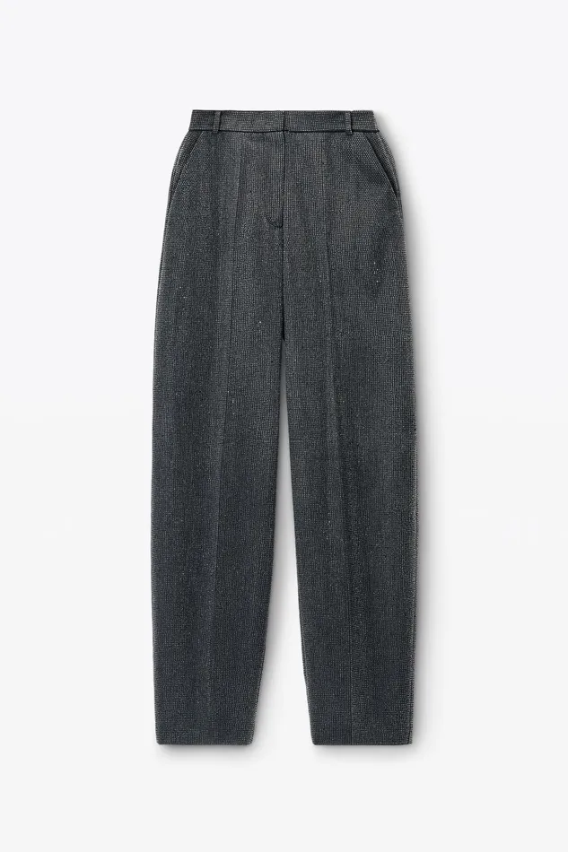Alexander Wang Pants High Waist Pant In Wool Twill With Clear Bead Hotfix 8211 Women