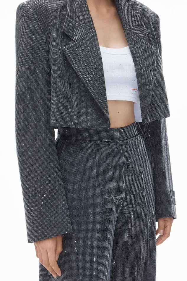 Alexander Wang Pants High Waist Pant In Wool Twill With Clear Bead Hotfix 8211 Women