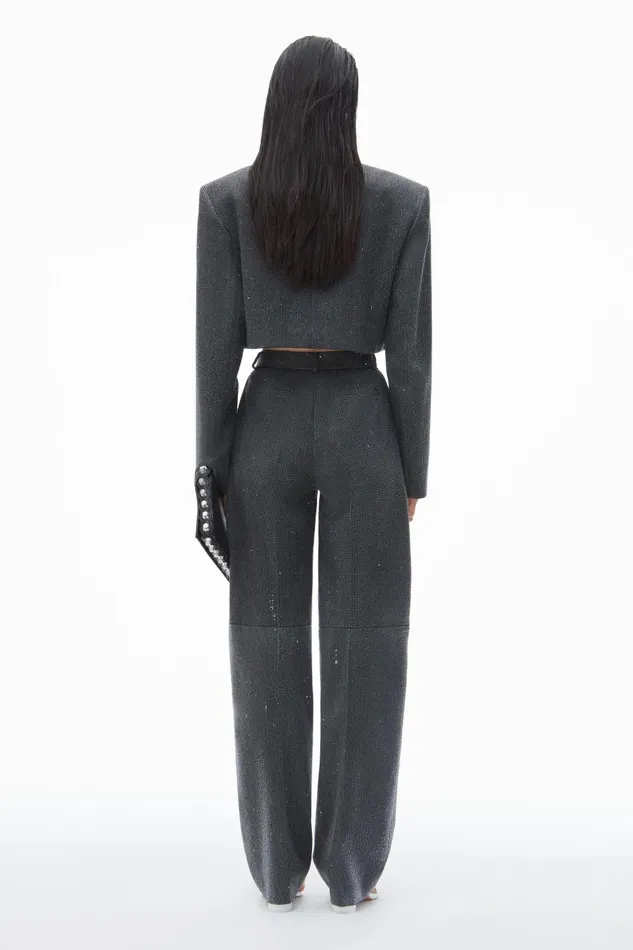 Alexander Wang Pants High Waist Pant In Wool Twill With Clear Bead Hotfix 8211 Women