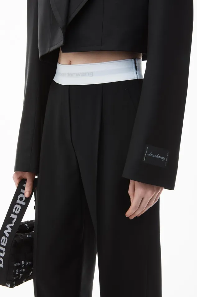 Alexander Wang Pants HighWaist Pleated Pant With Logo Elastic 8211 Women