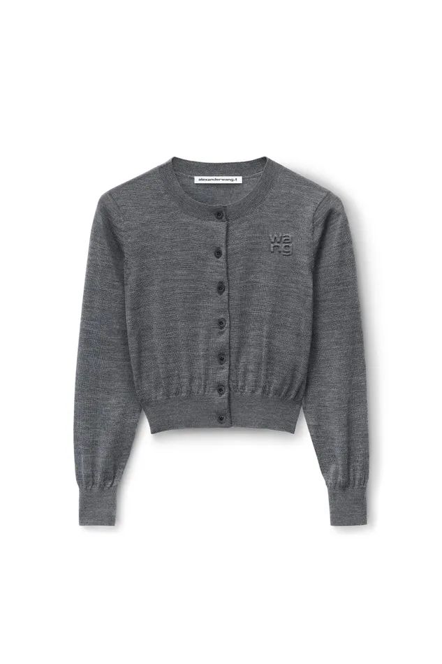 Alexander Wang Sweaters Logo Cropped Cardigan In Superfine Merino 8211 Women