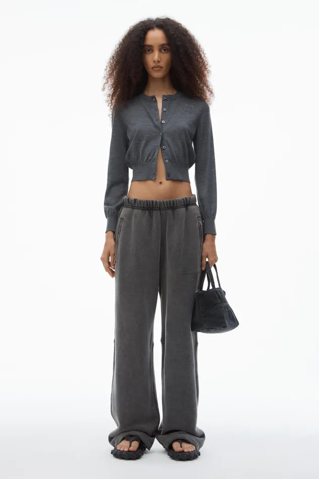 Alexander Wang Sweaters Logo Cropped Cardigan In Superfine Merino 8211 Women