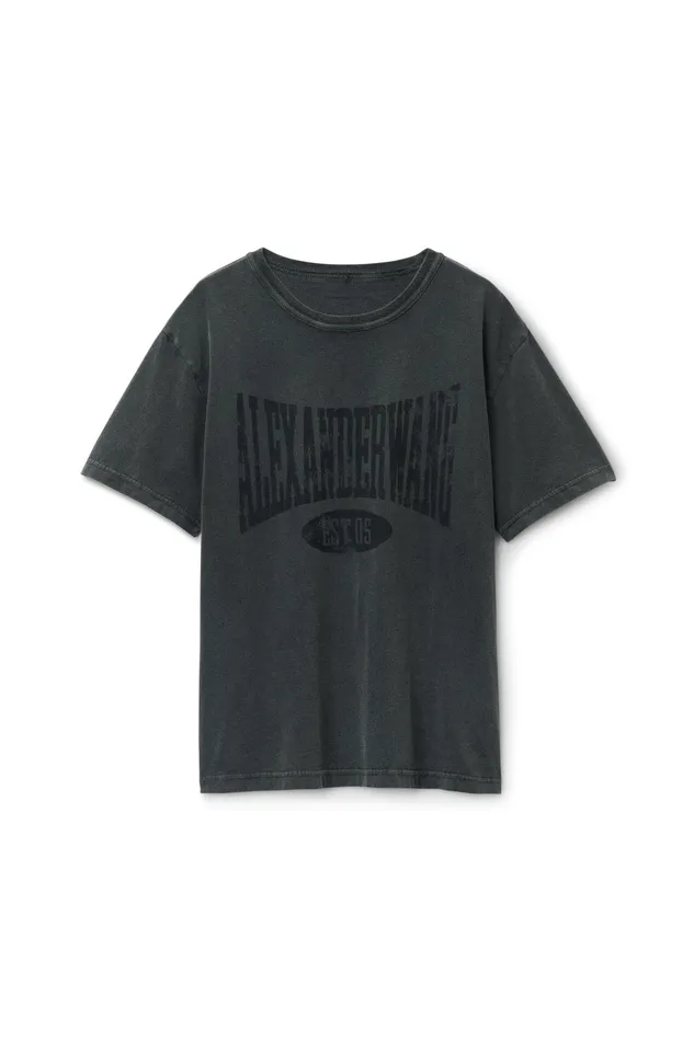 Alexander Wang TShirts Distressed Logo Cotton Tee 8211 Women