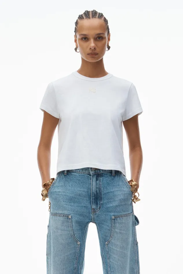 Alexander Wang TShirts Puff Logo Shrunken Tee In Cotton Jersey 8211 Women