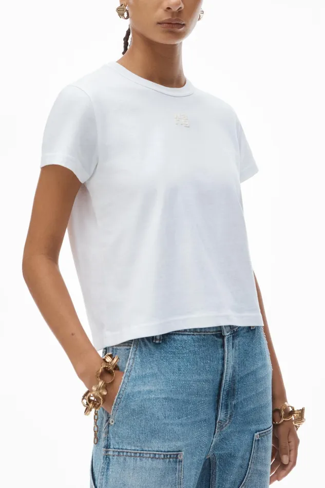 Alexander Wang TShirts Puff Logo Shrunken Tee In Cotton Jersey 8211 Women