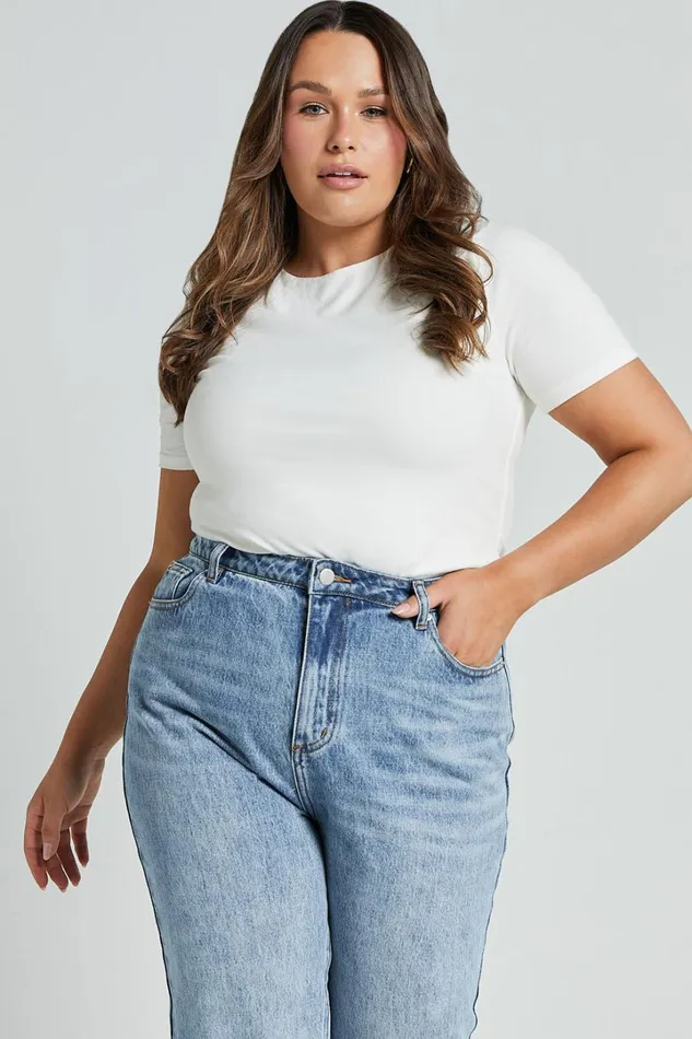 Alexie Tshirt 8211 High Neckline Tshirt In White Women Showpo Basics