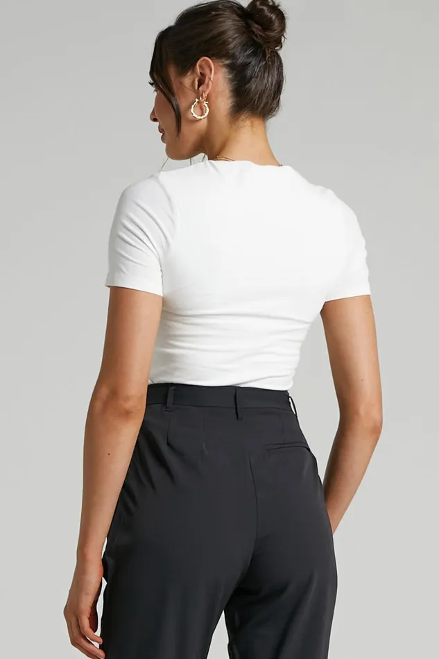 Alexie Tshirt 8211 High Neckline Tshirt In White Women Showpo Basics