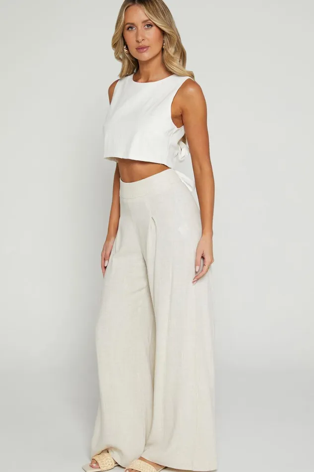 Alina Pants 8211 Linen Look High Waisted Wide Leg Relaxed Pants In Natural Women Showpo Maternity Clothes