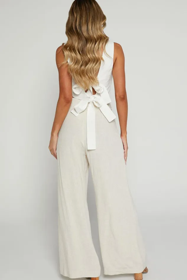 Alina Pants 8211 Linen Look High Waisted Wide Leg Relaxed Pants In Natural Women Showpo Maternity Clothes