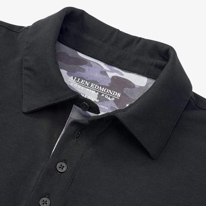 Allen Edmonds Cool Touch Pima Cotton Polo Black Men Shirts and Sweaters