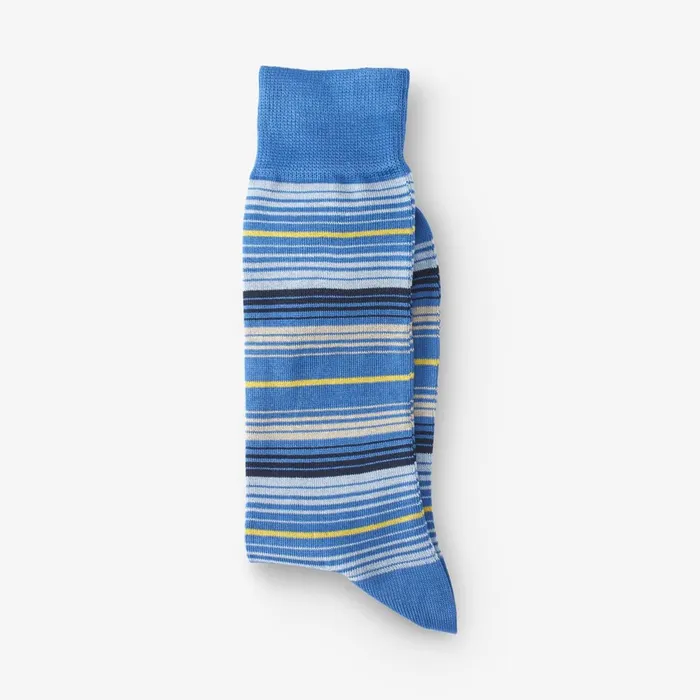 Allen Edmonds Cotton Blend Pattern Dress Sock Blue Stripe Men Socks