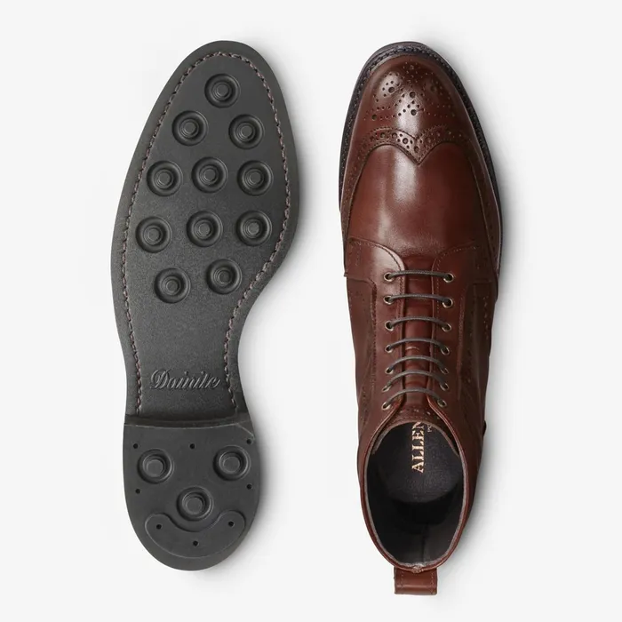 Allen Edmonds Dalton Weatherproof Wingtip Dress Boots With Dainite Rubber Sole Chili Men Wide Width Shoes