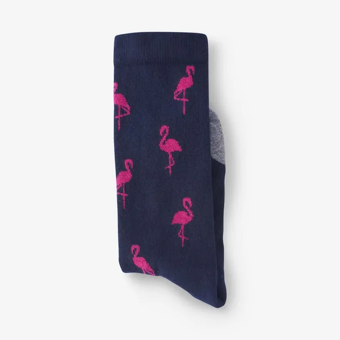 Allen Edmonds Flamingo Pattern Soft Touch PolyTencel Dress Socks Navy Men Socks