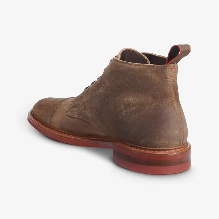 Allen Edmonds Patton CapToe Suede Boot With Dainite Rubber Sole Light Brown Suede Men Made In The Usa