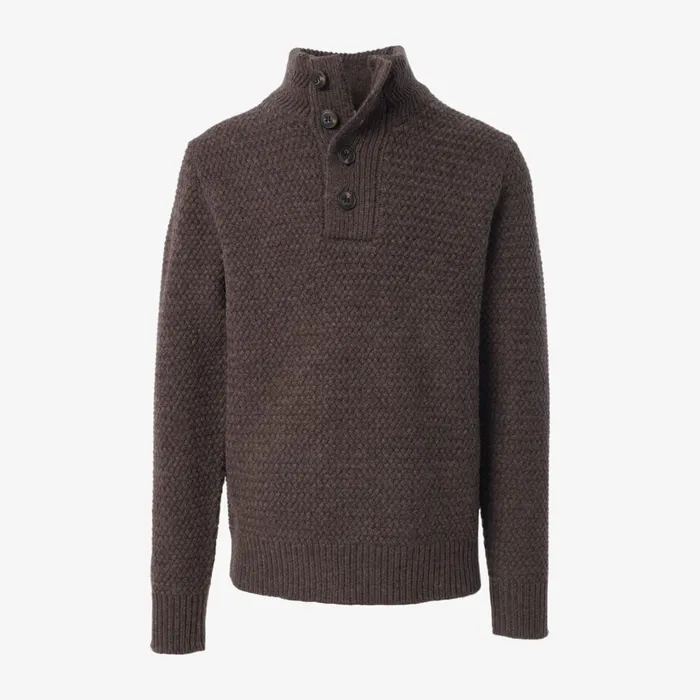 Allen Edmonds Seed Stitch Military Sweater Coffee Brown Men Shirts and Sweaters