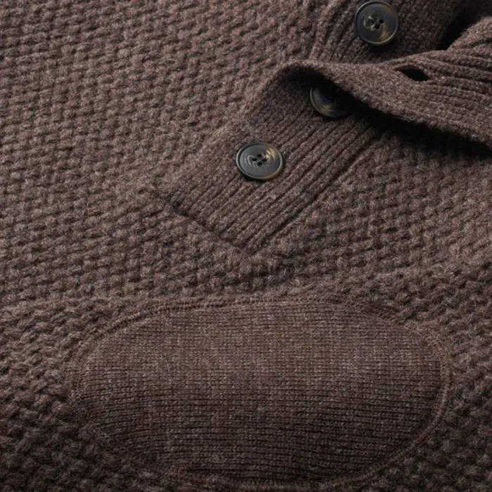 Allen Edmonds Seed Stitch Military Sweater Coffee Brown Men Shirts and Sweaters