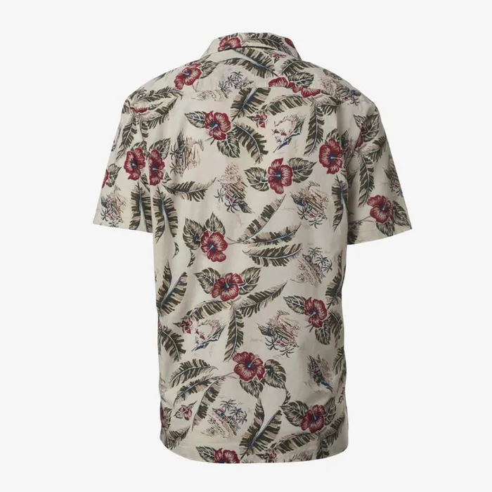 Allen Edmonds Short Sleeve Printed Aloha Shirt Ivory Men Shirts and Sweaters