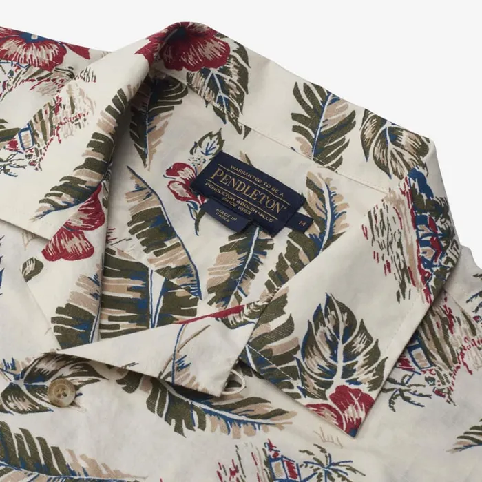 Allen Edmonds Short Sleeve Printed Aloha Shirt Ivory Men Shirts and Sweaters