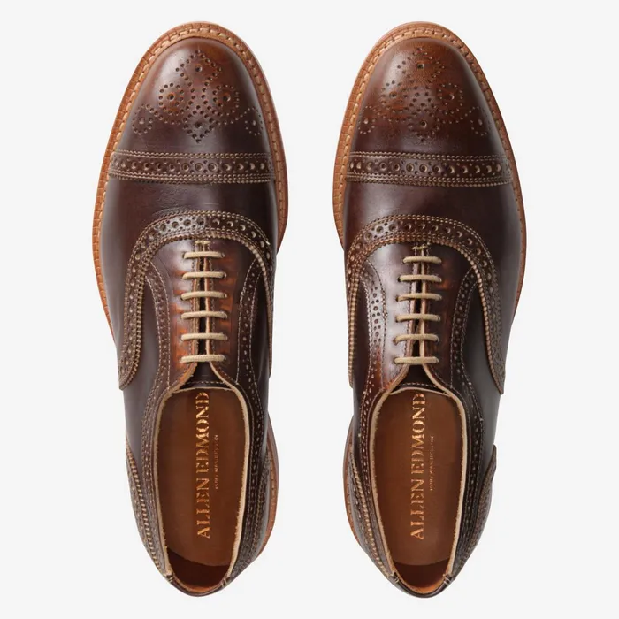 Allen Edmonds Strandmok CapToe Oxford With Dainite Rubber Sole Brown Men Wide Width Shoes