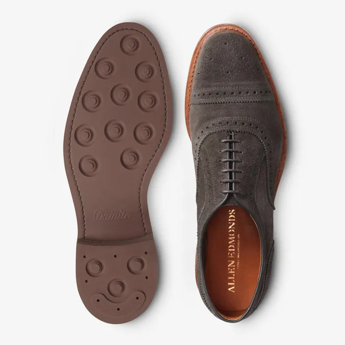 Allen Edmonds Strandmok Suede CapToe Oxford With Dainite Rubber Sole Olive Men Wide Width Shoes