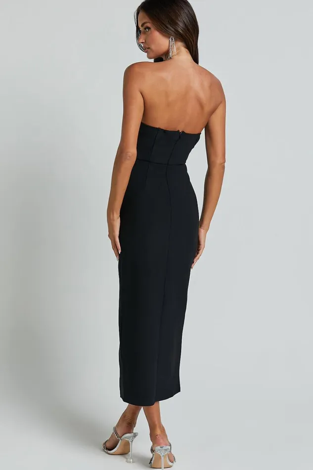Alma Midi Dress 8211 Strapless Cut Out Detail Dress In Black Women Showpo Dresses