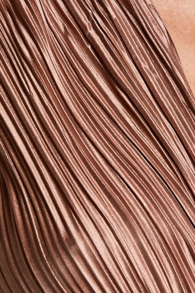 Aluna Two Piece Set 8211 Plisse Twist Front Crop Top And Wide Leg Pants Set In Chocolate Women Showpo Modest Clothing