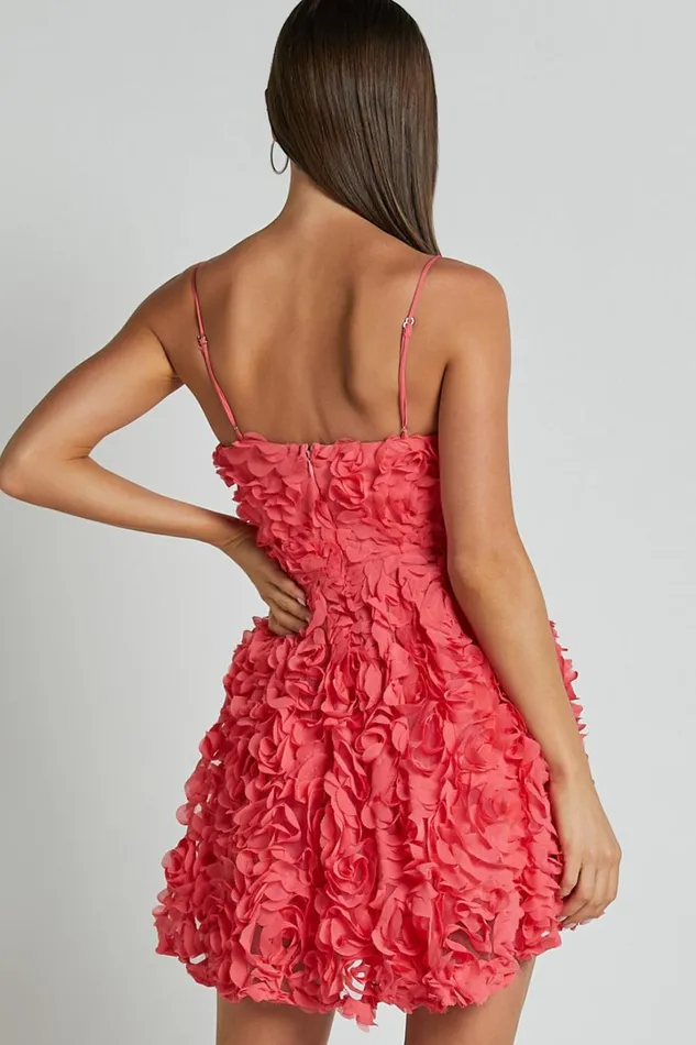 Alvia Mini Dress 8211 3d Flower Full Skirt Dress In Hot Pink Women Showpo Dresses