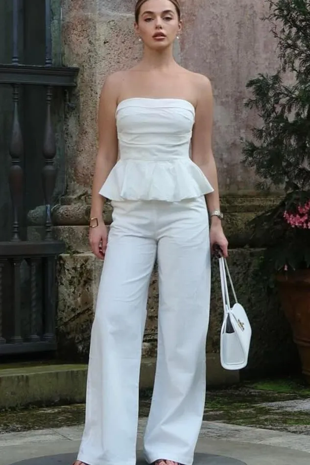 Amalie The Label 8211 Charo Linen Look High Waisted Wide Leg Pants In Warm White Women Showpo Pants