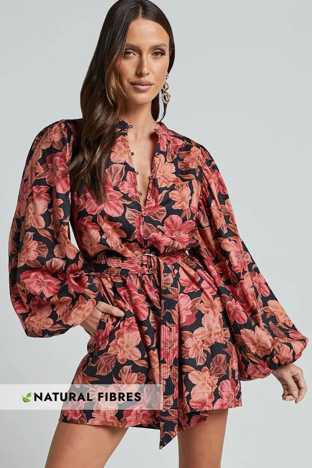 Amalie The Label 8211 Natylia Linen Blend Bishop Sleeve Belted Playsuit In Atalie Print Women Showpo Rompers Amalie The Label 8211 Natylia Linen Blend Bishop Sleeve Belted Playsuit In Atalie Print Women Showpo Rompers