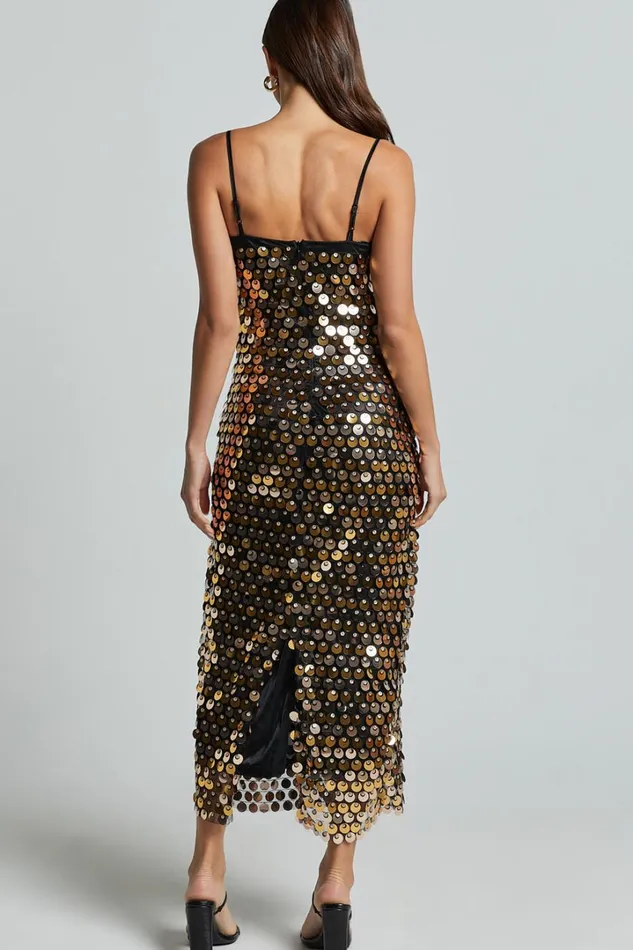 Amarie Midi Dress 8211 Circle Sequin Dress In Gold Women Showpo Dresses