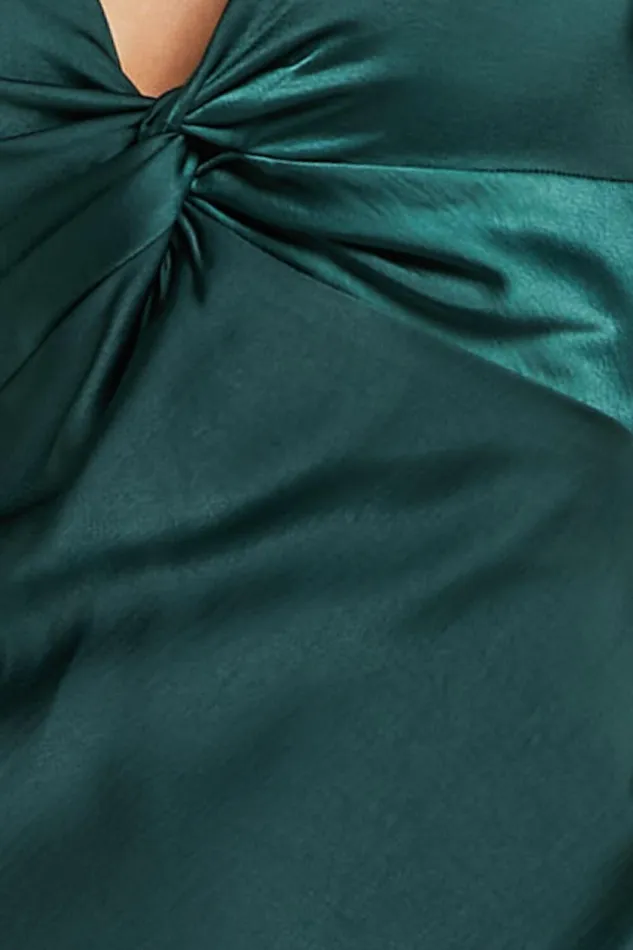 Amartina Midi Dress 8211 V Neck Twist Bodice Flutter Sleeve Dress In Forest Green Women Showpo Curve Clothes