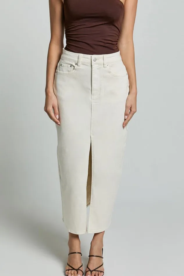 Anaya Midi Skirt 8211 Denim Skirt In Ecru Women Showpo Skirts