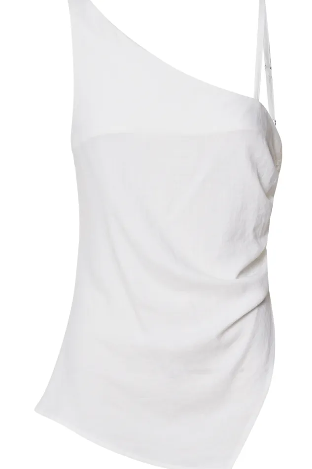Andre Top 8211 Asymmetric Shoulder V Hem Cami In White Women Showpo Tops