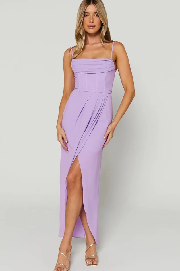 Andrina Midi Dress 8211 High Low Wrap Corset Dress In Lilac Women Showpo Curve Clothes