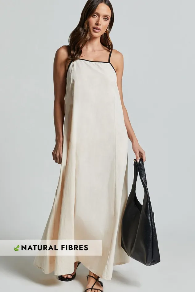 Angelina Midi Dress 8211 Straight Neck Sleeveless A Line Dress In Natural Women Showpo Conscious Angelina Midi Dress 8211 Straight Neck Sleeveless A Line Dress In Natural Women Showpo Conscious