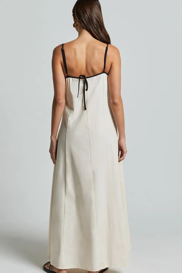 Angelina Midi Dress 8211 Straight Neck Sleeveless A Line Dress In Natural Women Showpo Conscious