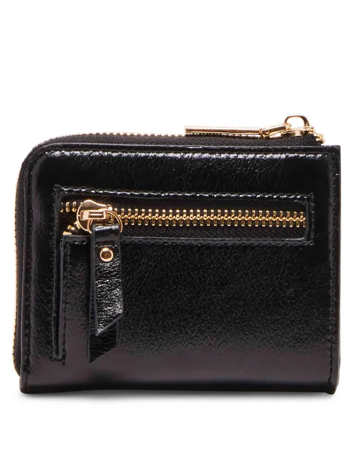 Anne Klein 2 Piece Envelope Flap Curved Wallet With Rhinestones Black Women Handbags