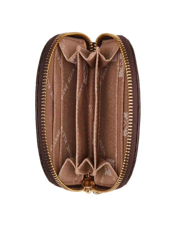 Anne Klein AK Curved Snake Card Case Espresso Women Handbags