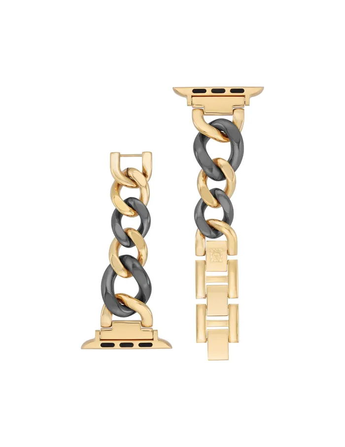 Anne Klein Chain Link Bracelet Band For Apple Watch Black Women Accessories