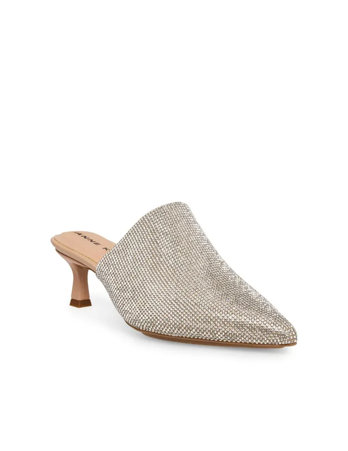 Anne Klein ImpressC Kitten Mule Clear Crystals Women Shoes