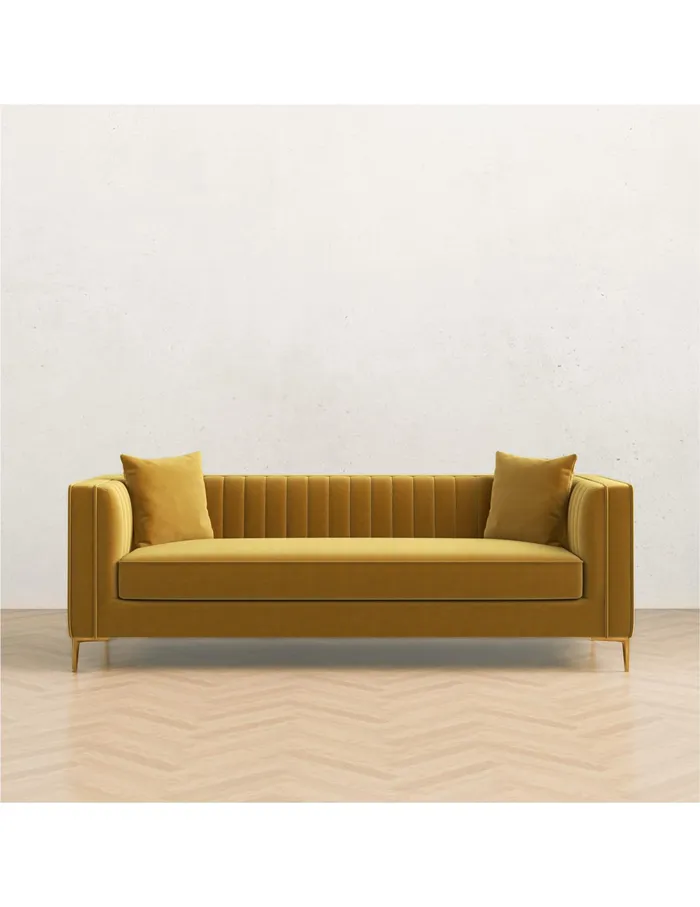 Anne Klein Nizzoli Yellow Mustard 91034 Velvet Sofa Yellow Mustard Women Home