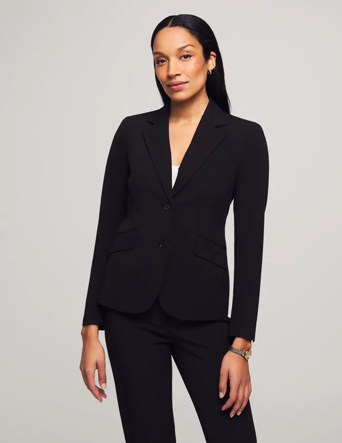 Anne Klein Notch Collar 2 Button Jacket Anne Black Women Clothing